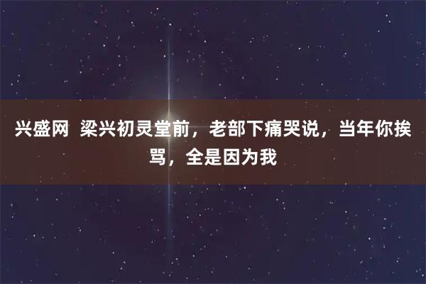 兴盛网  梁兴初灵堂前，老部下痛哭说，当年你挨骂，全是因为我